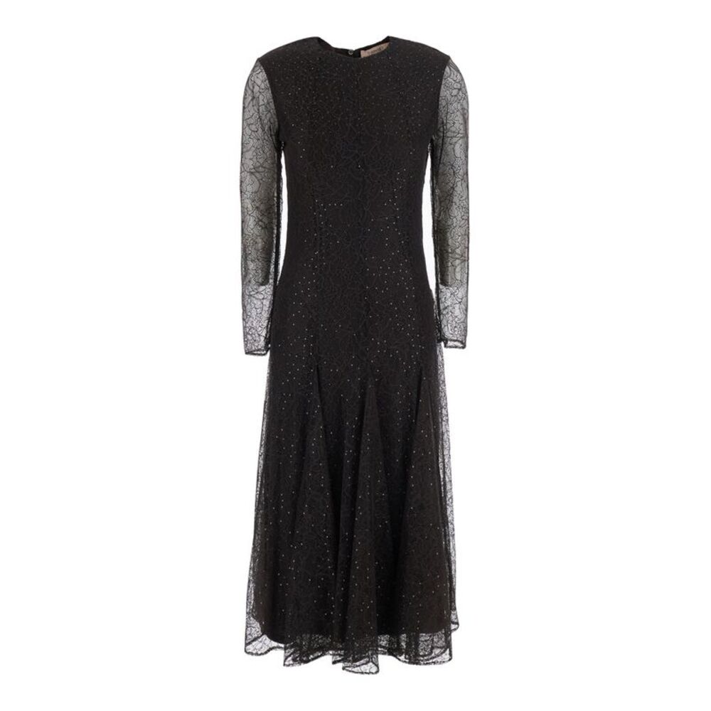 Twinset Women Brown Dress With V-Neck And Long Sleeves In Tech Fabric For Women